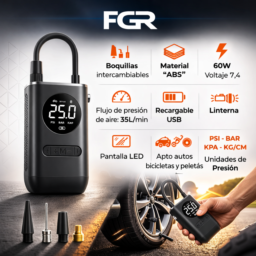 Mini inflador y compresor inalambrico FGR