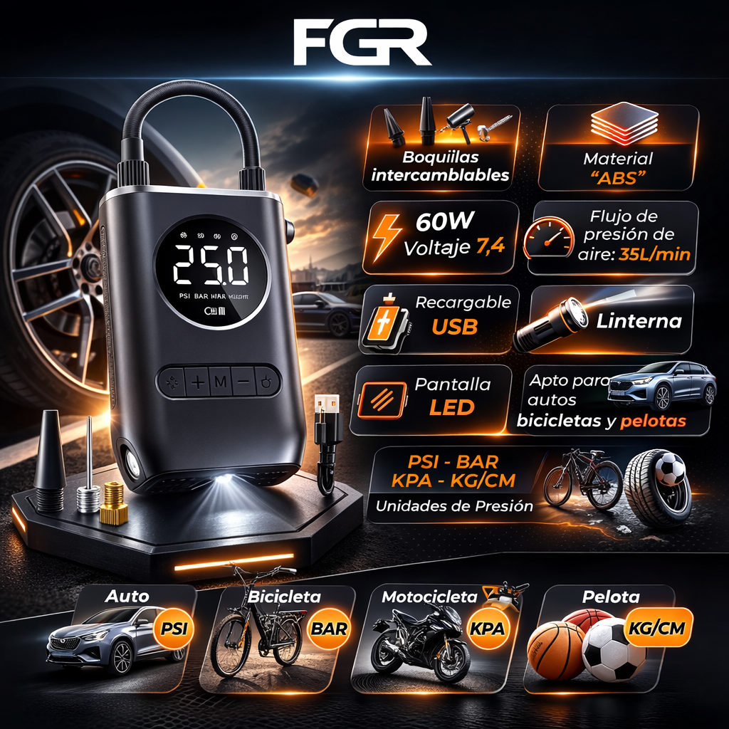 Mini inflador y compresor inalambrico FGR